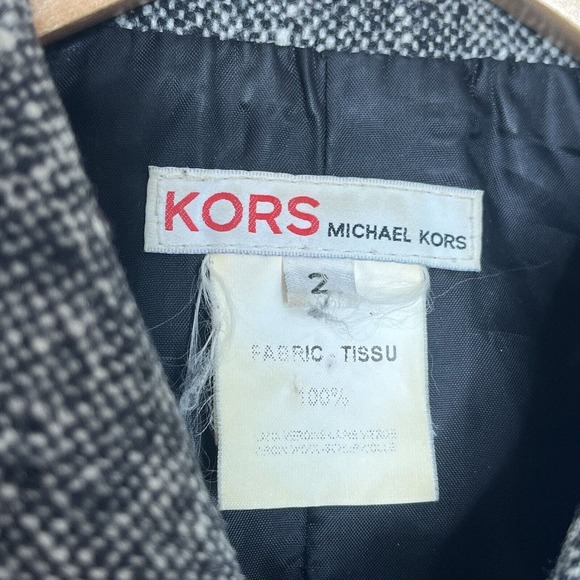 KORS Michael Kors Wool Tweed Blazer Black And White Women’s Size 2 - Picture 5 of 10